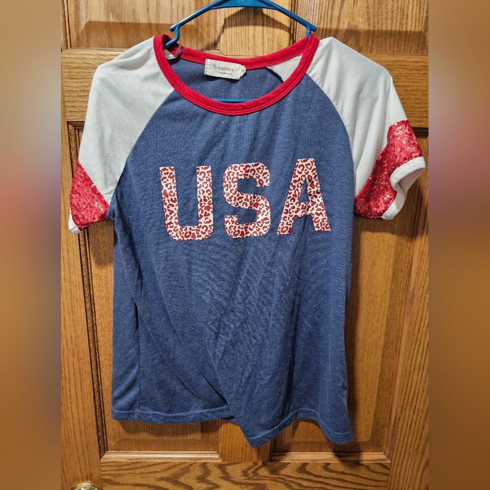Wonder Nation Blue and Red USA Short Sleeve Tee